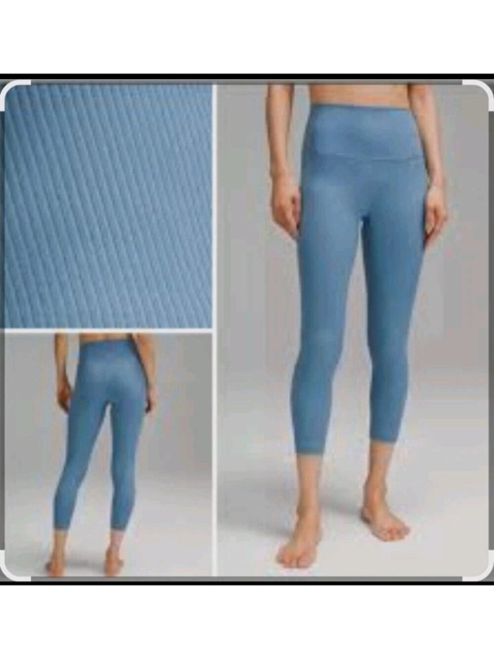 Lululemon Ribbed Crop Legging Women Blue Periwinkle High Rise Approx Size 6-8